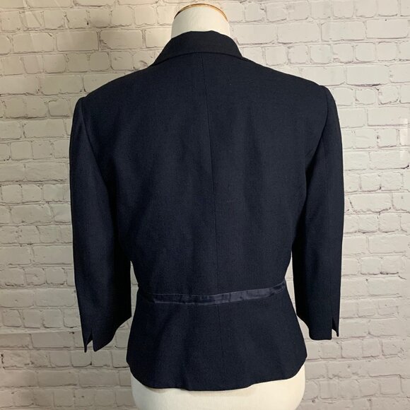 Gianfranco Ferre Black Blazer with Satin waist trim Size 10 - Picture 6 of 14